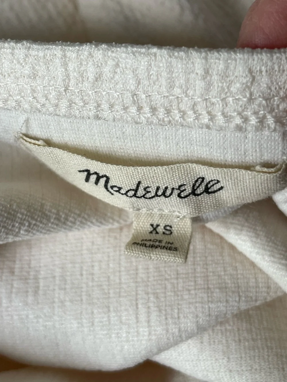 Madewell Antique Cream Crepe Square-Neck Puff-Sleeve Top Size XS 54368